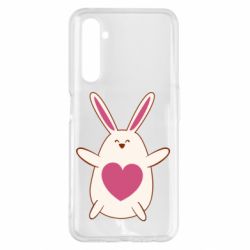 Чехол для Realme 6 Pro Rabbit with a pink heart - PrintSalon