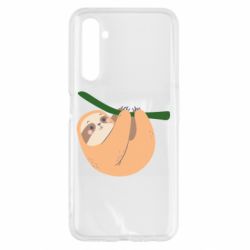 Чехол для Realme 6 Sloth on a branch - PrintSalon