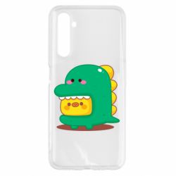Чехол для Realme 6 Уточка в костюме динозавра - PrintSalon