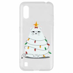 Чехол для Samsung A01/M01 Cat and Christmas Lights - PrintSalon