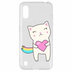Чехол для Samsung A01/M01 Cute cat with heart