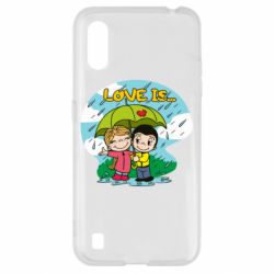 Чехол для Samsung A01/M01 Love is ... in the rain-PrintSalon Чехол для Samsung A01/M01 Love is ... in the rain