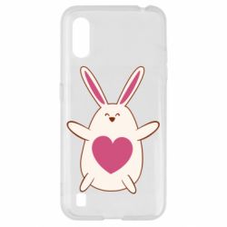 Чехол для Samsung A01/M01 Rabbit with a pink heart - PrintSalon
