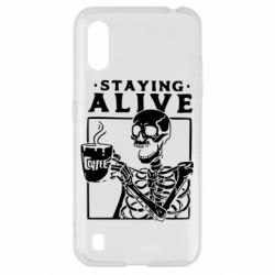 Чехол для Samsung A01/M01 Staying alive with coffee