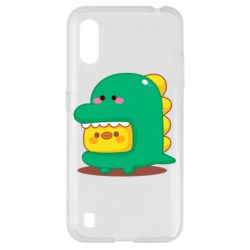 Чехол для Samsung A01/M01 Уточка в костюме динозавра