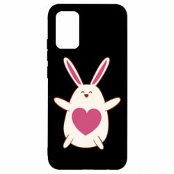 Чехол для Samsung A02s/M02s Rabbit with a pink heart - PrintSalon