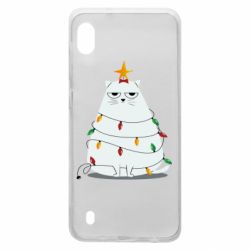 Чехол для Samsung A10 Cat and Christmas Lights - PrintSalon