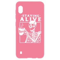 Чехол для Samsung A10 Staying alive with coffee