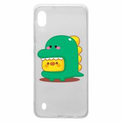 Чехол для Samsung A10 Уточка в костюме динозавра - PrintSalon