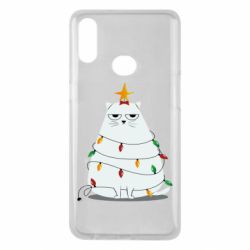 Чехол для Samsung A10s Cat and Christmas Lights - PrintSalon