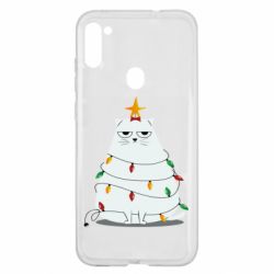Чехол для Samsung A11/M11 Cat and Christmas Lights - PrintSalon