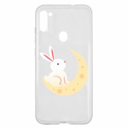 Чехол для Samsung A11/M11 Cute rabbit on the moon - PrintSalon