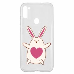 Чехол для Samsung A11/M11 Rabbit with a pink heart - PrintSalon