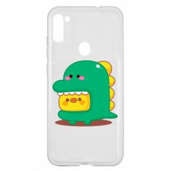 Чехол для Samsung A11/M11 Уточка в костюме динозавра - PrintSalon
