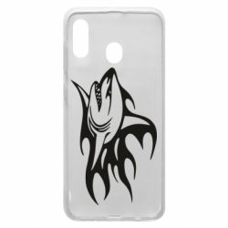 Чехол для Samsung A20 Flaming shark - PrintSalon