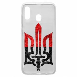 Чехол для Samsung A20 Герб Украины красно-черный - PrintSalon