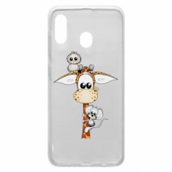 Чехол для Samsung A20 Giraffe Owl and Mouse - PrintSalon