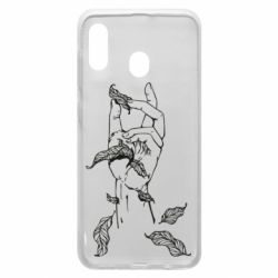 Чехол для Samsung A20 Hand with leafs - PrintSalon