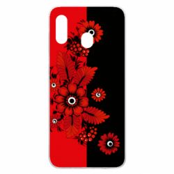 Чохол для Samsung A20 Червоні квіти - PrintSalon
