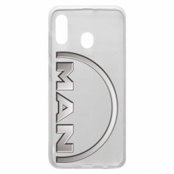 Чехол для Samsung A20 Man metallic logo - PrintSalon