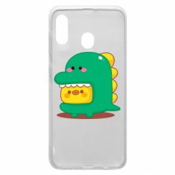 Чехол для Samsung A20 Уточка в костюме динозавра - PrintSalon