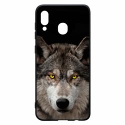 Чохол для Samsung A20 Wolf with yellow eyes - PrintSalon