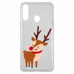 Чехол для Samsung A20s Deer with red nose - PrintSalon