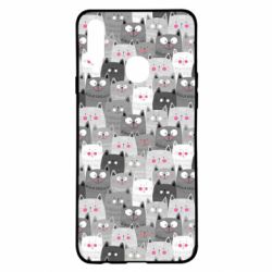 Чохол для Samsung A20s Gray cats pattern - PrintSalon