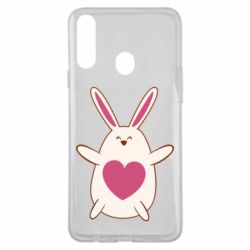 Чехол для Samsung A20s Rabbit with a pink heart - PrintSalon