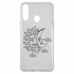 Чехол для Samsung A20s Sun and Moon faces - PrintSalon