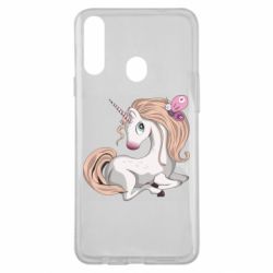 Чехол для Samsung A20s Unicorn with bow tie - PrintSalon