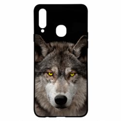 Чохол для Samsung A20s Wolf with yellow eyes - PrintSalon
