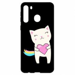 Чехол для Samsung A21 Cute cat with heart