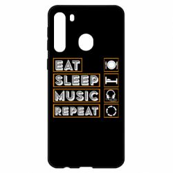 Чехол для Samsung A21 Eat sleep dj repeat. - PrintSalon