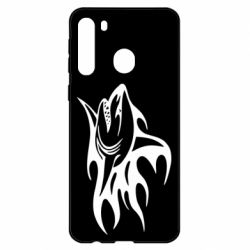 Чехол для Samsung A21 Flaming shark - PrintSalon