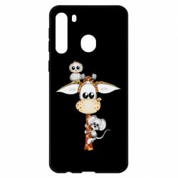 Чехол для Samsung A21 Giraffe Owl and Mouse - PrintSalon