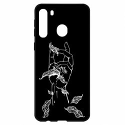 Чехол для Samsung A21 Hand with leafs - PrintSalon