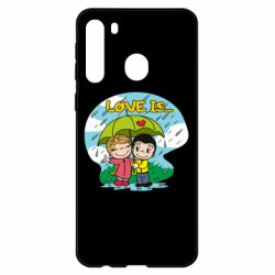 Чехол для Samsung A21 Love is ... in the rain - PrintSalon