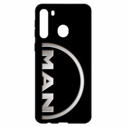 Чехол для Samsung A21 Man metallic logo - PrintSalon