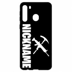 Чехол для Samsung A21 Nickname fortnite weapons - PrintSalon