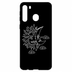Чехол для Samsung A21 Sun and Moon faces - PrintSalon