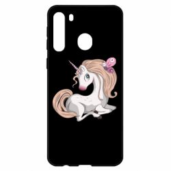 Чехол для Samsung A21 Unicorn with bow tie - PrintSalon