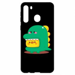 Чехол для Samsung A21 Уточка в костюме динозавра - PrintSalon