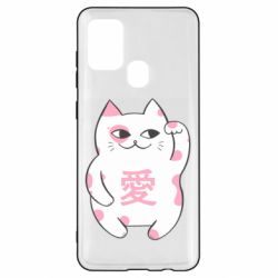 Чехол для Samsung A21s Cat and hieroglyphs - PrintSalon