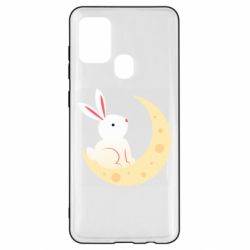 Чехол для Samsung A21s Cute rabbit on the moon - PrintSalon