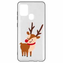 Чехол для Samsung A21s Deer with red nose - PrintSalon