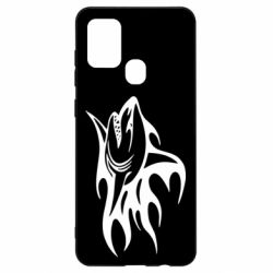Чехол для Samsung A21s Flaming shark - PrintSalon