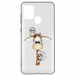 Чехол для Samsung A21s Giraffe Owl and Mouse - PrintSalon