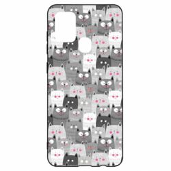 Чохол для Samsung A21s Gray cats pattern - PrintSalon