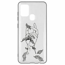 Чехол для Samsung A21s Hand with leafs - PrintSalon